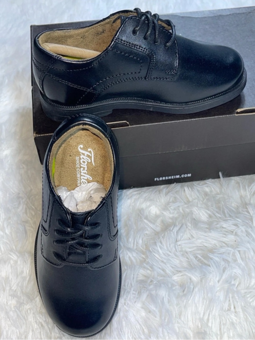 Florsheim Black Leather Lace-Up Oxford Dress Shoes size 10 ½ M enfants